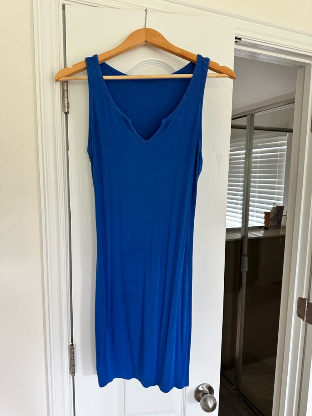 Sleeveless Royal Blue V-Neck Mini Dress